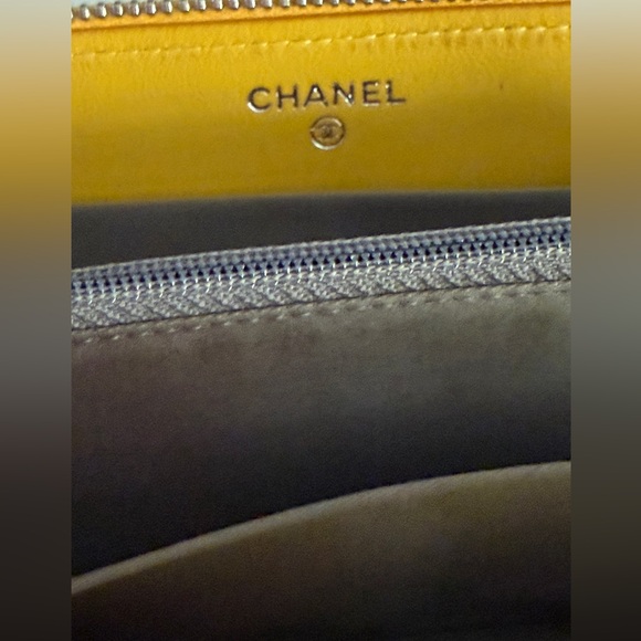 CHANEL Leather Round Zip Long Wallet Yellow - Picture 12 of 16